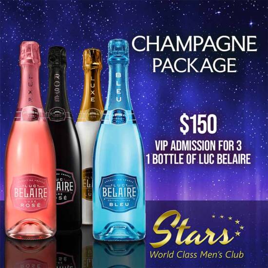 Stars Men's club champagne package luc belaire strip club