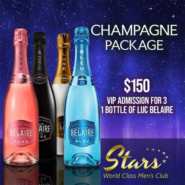 Stars Men's club champagne package luc belaire strip club