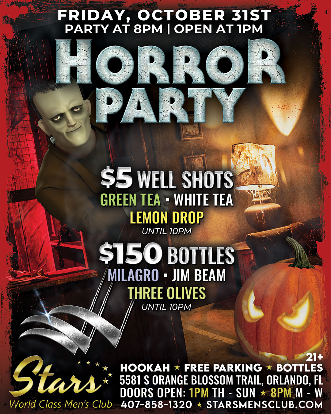 Horror party halloween party stars men's club strip club