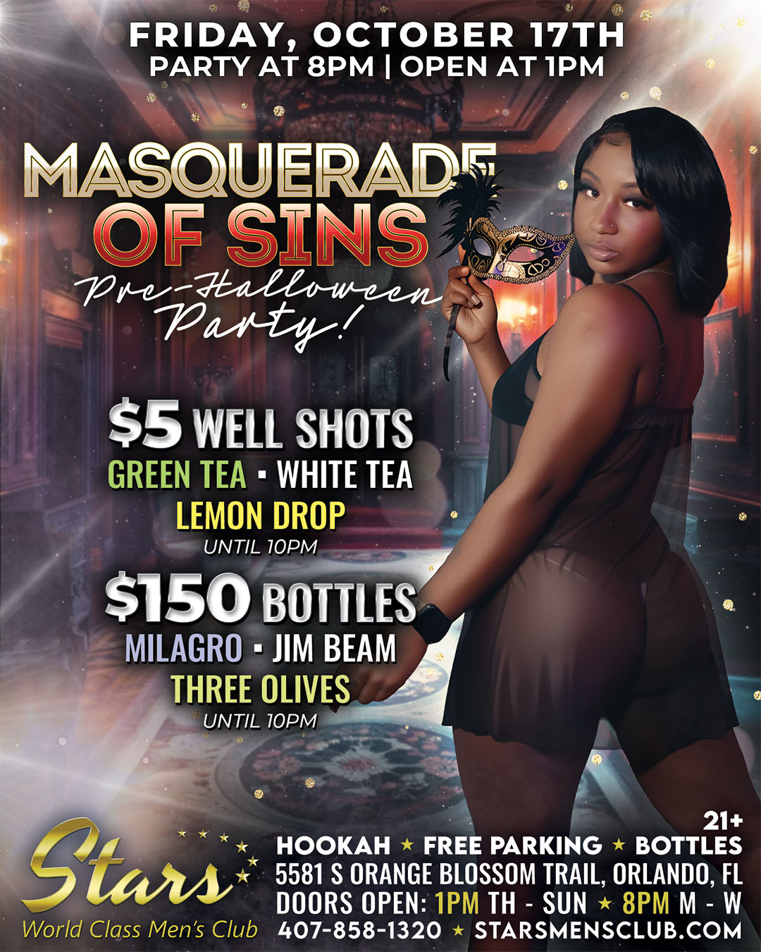 stars men's club masquerade of sins halloween party