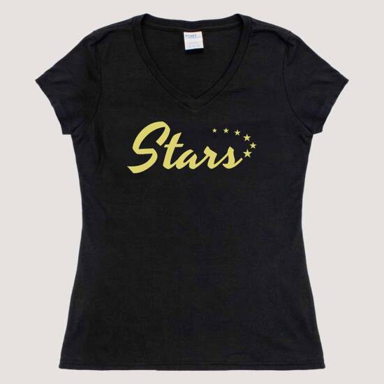 Stars Black Women's V-Neck T-Shirt