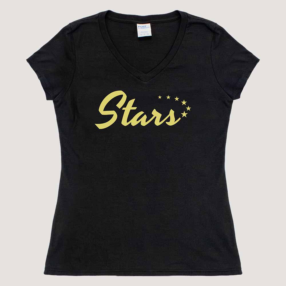 Stars Black Women's V-Neck T-Shirt