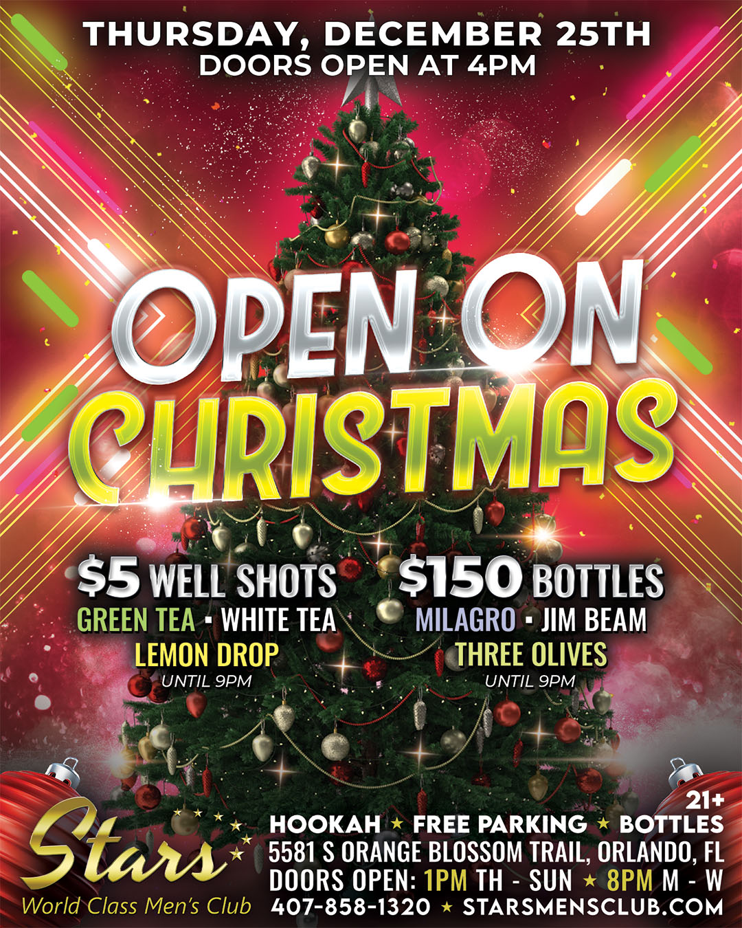 stars men's club is open on christmas
