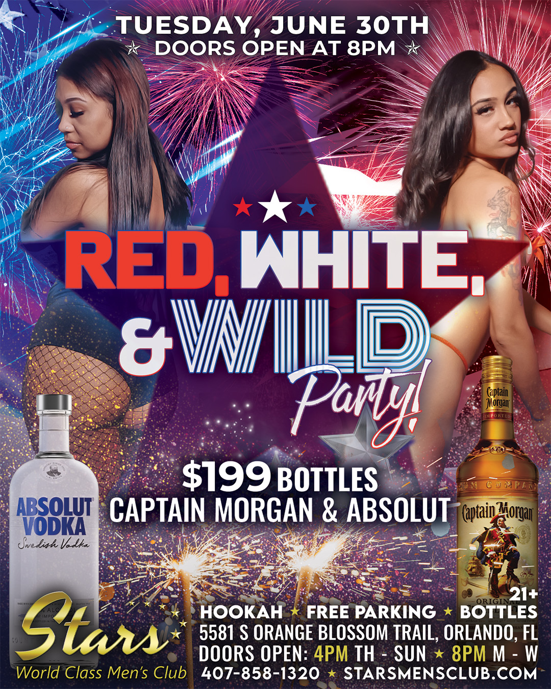 red, white, and wild party at stars